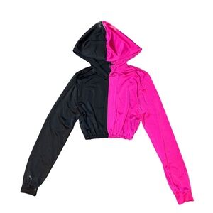 Kelle Dancewear | Black and Pink Hooded Long Sleeve Crop Top for Dance, SA